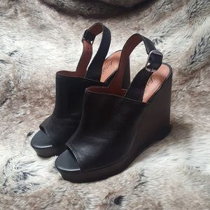 Lucky brand black and brown wedges